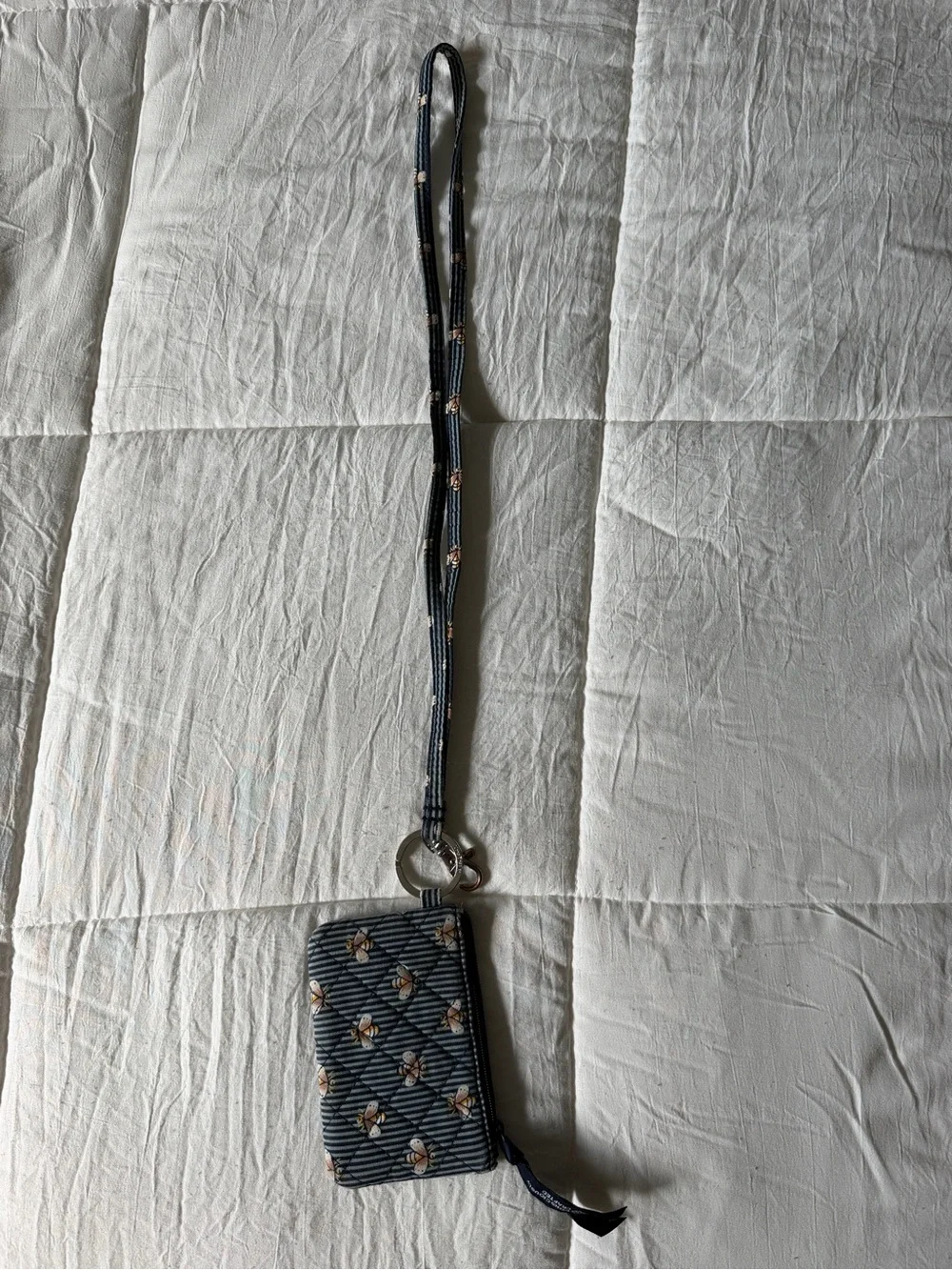 Vera Bradley Navy and Light Pink Striped Wristlet Card Holder